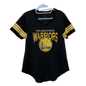 NBA Golden State Warriors Womens Jersey Size Large Black Yellow Shirt Soft Mesh